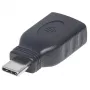 Manhattan USB-C uz USB-A adapteris, vīrietis uz sievieti, 5 Gbps (USB 3.2 Gen1 / USB 3.0), SuperSpeed USB, melns, mūža garantija