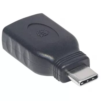 Manhattan USB-C uz USB-A adapteris, vīrietis uz sievieti, 5 Gbps (USB 3.2 Gen1 / USB 3.0), SuperSpeed USB, melns, mūža garantija