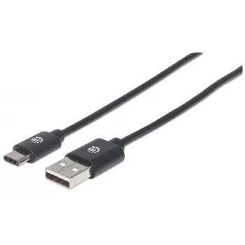 Manhattan USB-C uz USB-A kabelis, 3m, vīriešu-vīriešu, 480 Mbps (USB 2.0), melns