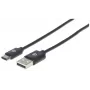 Manhattan USB-C uz USB-A kabelis, 3m, vīriešu-vīriešu, 480 Mbps (USB 2.0), melns