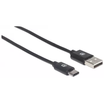Manhattan USB-C uz USB-A kabelis, 3m, vīriešu-vīriešu, 480 Mbps (USB 2.0), melns