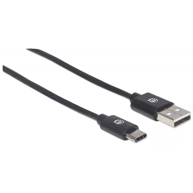 Manhattan USB-C uz USB-A kabelis, 3m, vīriešu-vīriešu, 480 Mbps (USB 2.0), melns