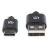 Manhattan USB-C uz USB-A kabelis, 3m, vīriešu-vīriešu, 480 Mbps (USB 2.0), melns