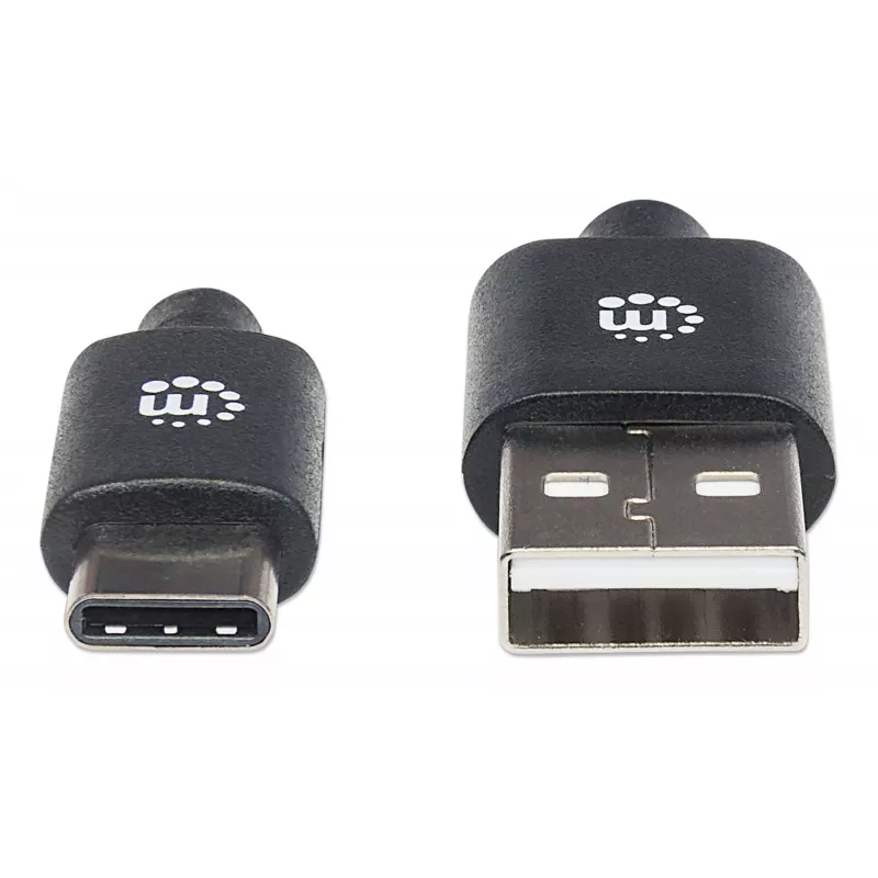Manhattan USB-C uz USB-A kabelis, 3m, vīriešu-vīriešu, 480 Mbps (USB 2.0), melns