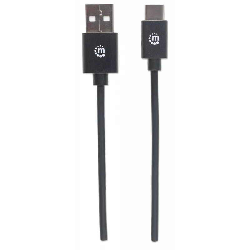 Manhattan USB-C uz USB-A kabelis, 3m, vīriešu-vīriešu, 480 Mbps (USB 2.0), melns