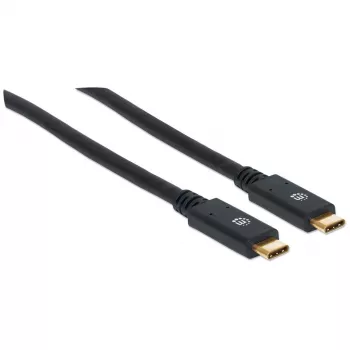USB-C kabelis Manhattan USB315CC2M 2m vīrietis-vīrietis melns