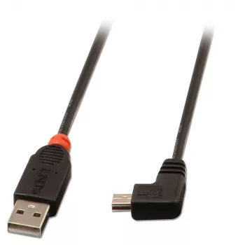USB kabelis Lindy USB 2.0 A/Mini-B 90 grādi 0,5 m