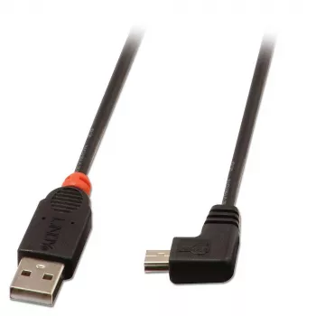Lindy 1m USB 2.0 kabelis - A tipa uz Mini-B, 90 grādu leņķa savienotājs