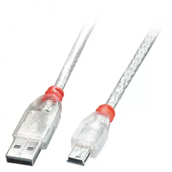 Lindy 0.2m USB 2.0 kabelis - A tipa uz Mini-B, caurspīdīgs