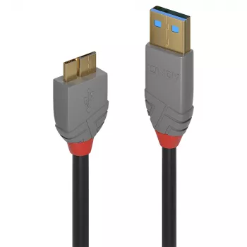 Lindy 3 m USB 3.2 Type A uz Micro-B kabelis, 5 Gbps, Anthra Line