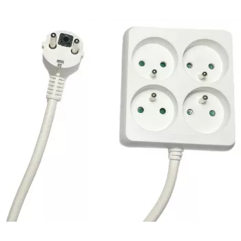 MicroConnect MC-PSSQUARE040150FRW pagarinātājs 1.5 m 4 kontaktligzdas Iekštelpām Balts