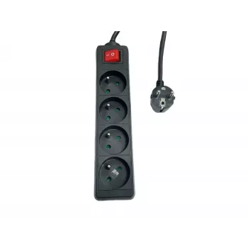 Pagarinātājs MicroConnect MC-PSOO040500FRB 4 kontaktligzdas ar individuāliem slēdžiem