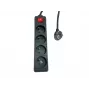 Pagarinātājs MicroConnect MC-PSOO040500FRB 4 kontaktligzdas ar individuāliem slēdžiem