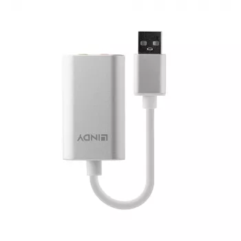 Audio pārveidotājs Lindy USB Type A uz Audio, sudraba/balts, 25 g