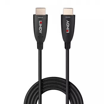 Lindy 40m optiskās šķiedras hibrīda HDMI 8K60 kabelis 48 Gbit/s melns