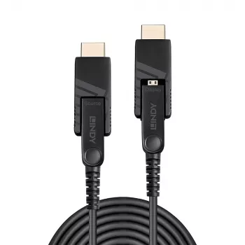 Lindy 50m hibrīda optiskā Micro-HDMI 18G kabelis ar noņemamiem HDMI un DVI savienotājiem