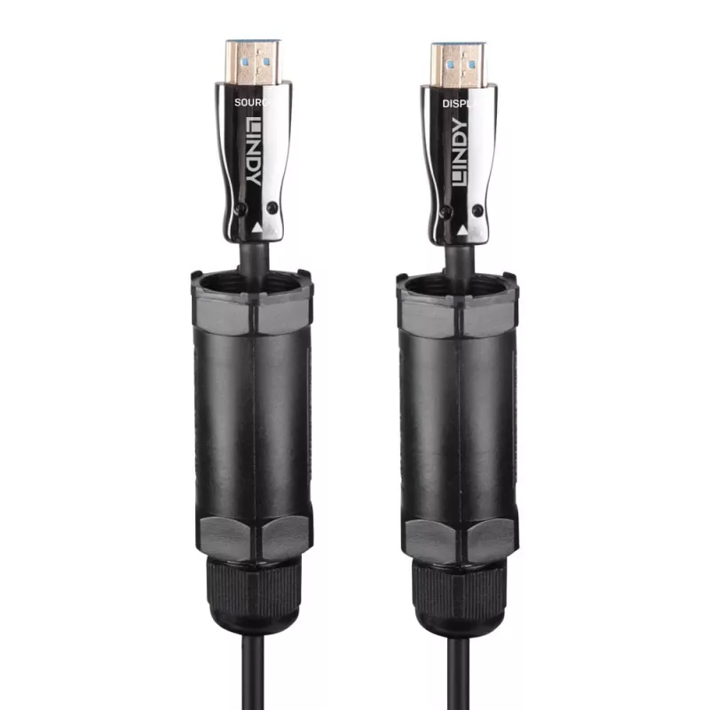 HDMI kabelis Lindy 38527 10 m HDMI Type A vīriešu–vīriešu HDMI 2.1 48 Gbit/s apzeltīti kontakti melns