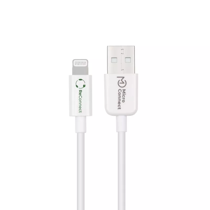 MicroConnect ECO-LIGHTNING1 1m Balts USB-A uz Lightning kabelis no pārstrādātiem materiāliem