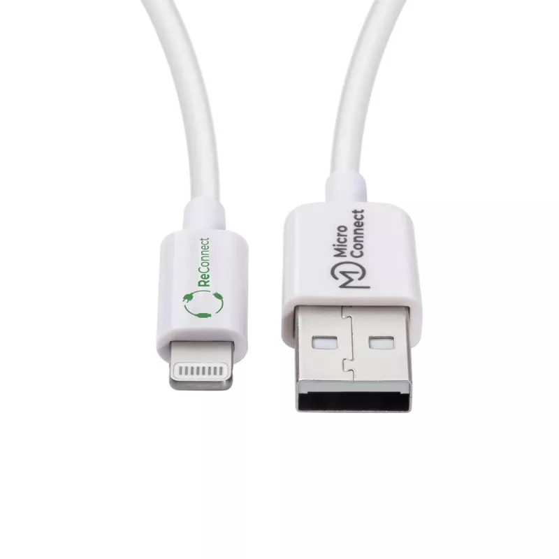 MicroConnect ECO-LIGHTNING1 1m Balts USB-A uz Lightning kabelis no pārstrādātiem materiāliem