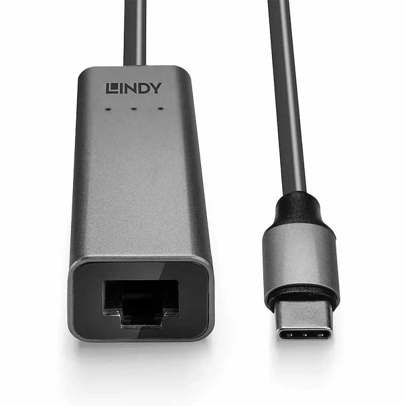 Lindy 43314 USB 3.1 Type C uz 2,5G Ethernet pārveidotājs, 10M/100M/1G/2,5G, sudraba