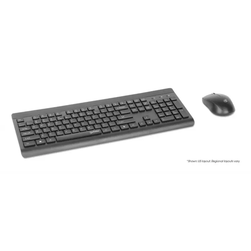 Bezvadu tastatūra Manhattan 180771 QWERTY Melna ar peli