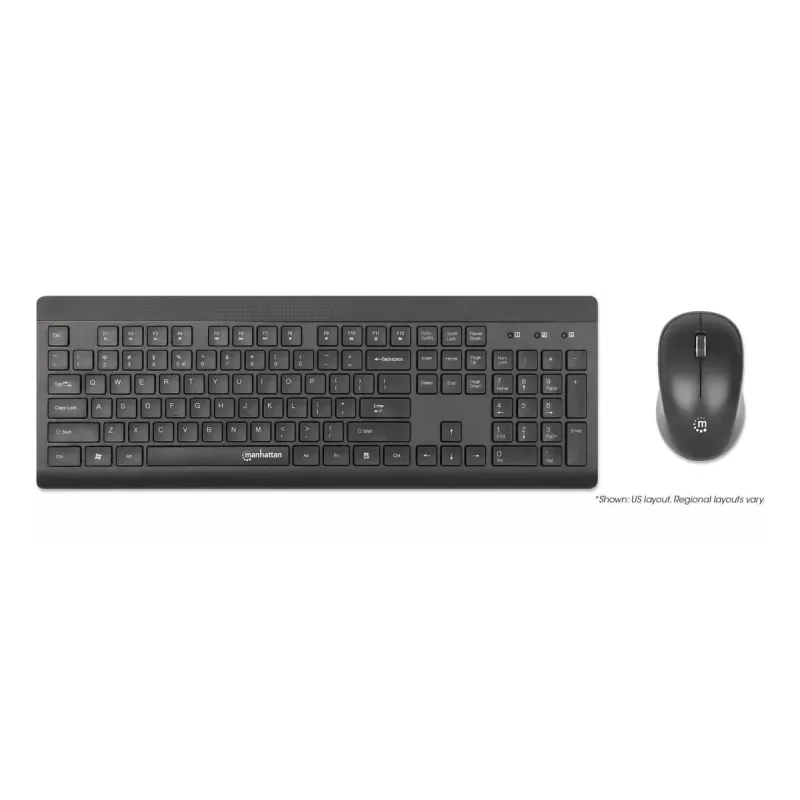 Bezvadu tastatūra Manhattan 180771 QWERTY Melna ar peli