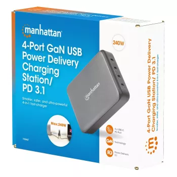 Lādētājs Manhattan Four USB-C PD Ports 140W vienā portā 240W kopā