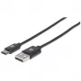 Manhattan USB-C uz USB-A kabelis, 1m, vīrietis-vīrietis, melns, 480 Mbps (USB 2.0), Hi-Speed USB, mūža garantija