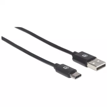 Manhattan USB-C uz USB-A kabelis, 1m, vīrietis-vīrietis, melns, 480 Mbps (USB 2.0), Hi-Speed USB, mūža garantija
