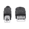 Manhattan USB-A uz USB-B kabelis, 5 m, vīrietis-vīrietis, 480 Mb/s (USB 2.0), Hi-Speed USB, melns, mūža garantija