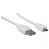 Manhattan USB-A uz Micro-USB kabelis, 1,8 m, vīrietis-vīrietis, 480 Mbps (USB 2.0), Hi-Speed USB, balts, mūža garantija