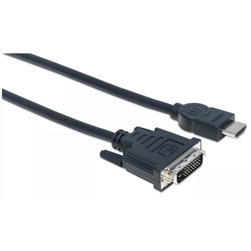 Manhattan HDMI–DVI-D kabelis, 3 m, vīrietis–vīrietis, melns, Dual Link