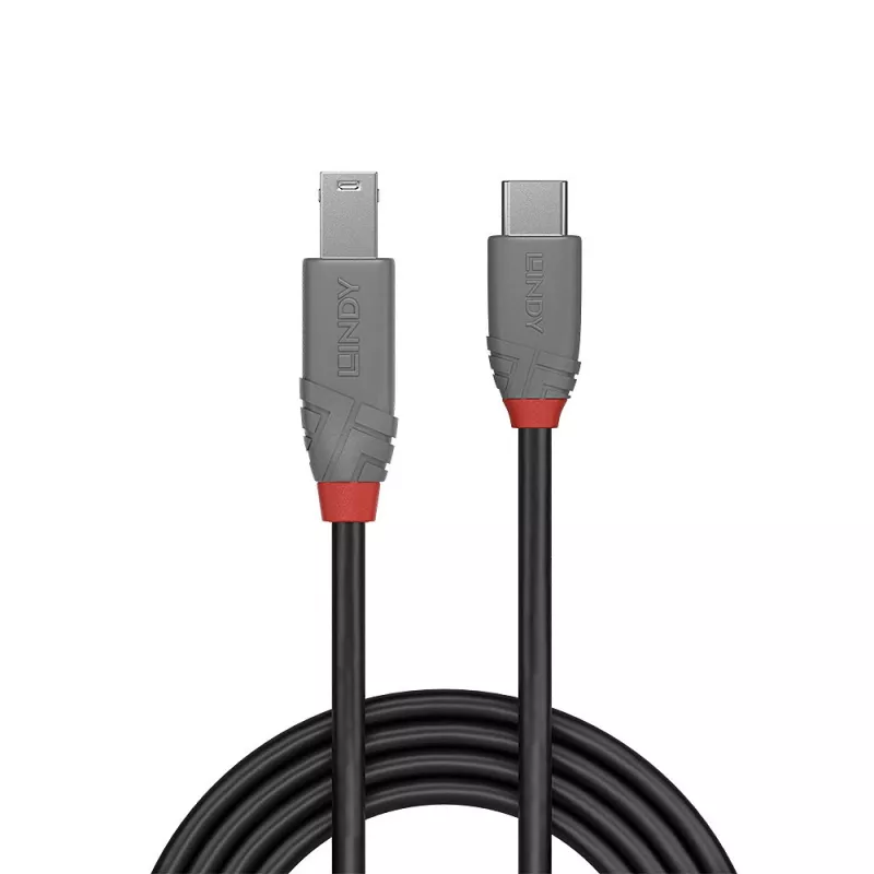 Lindy 0.5m USB 3.2 Type C uz B kabelis 5Gbps Melns