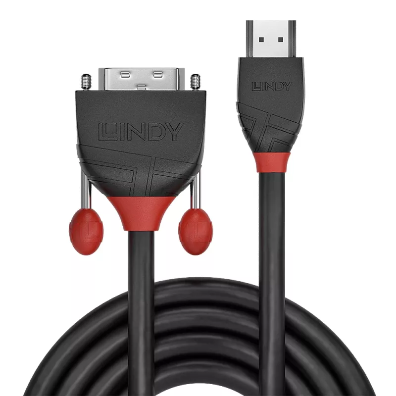Lindy 10 m HDMI uz DVI kabelis, Black Line