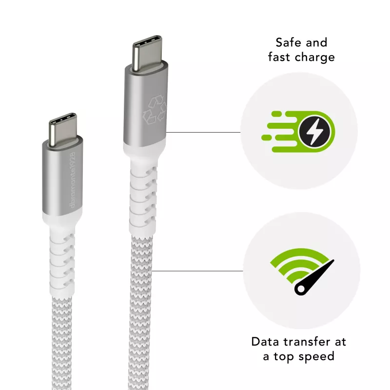 dbramante1928 re-charge Pro - BRD kabelis 2.5m USB-C uz USB-C 100W balts
