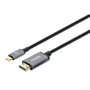 Manhattan USB-C uz HDMI kabelis, 4K@60Hz, 1m, Melns, Vīrietis-Vīrietis, Trīs gadu garantija