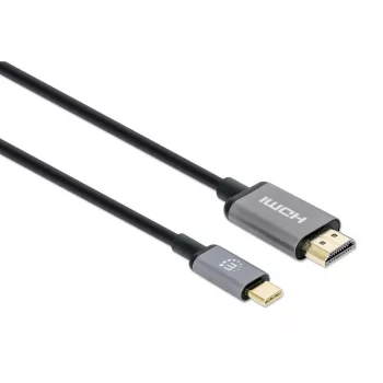 Manhattan USB-C uz HDMI kabelis, 4K@60Hz, 1m, Melns, Vīrietis-Vīrietis, Trīs gadu garantija