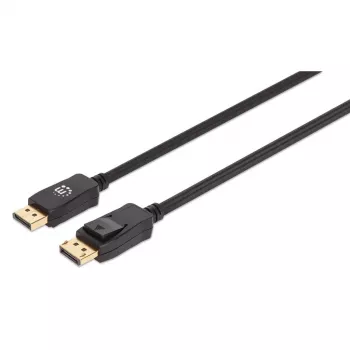 Manhattan DisplayPort 1.4 kabelis, 8K@60Hz, 3m, pīts, vīrietis-vīrietis, ar fiksatoriem, pilnībā ekranēts, melns, mūža garantija