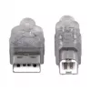 USB-A uz USB-B kabelis Manhattan 333405 1,8m vīrietis-vīrietis sudraba