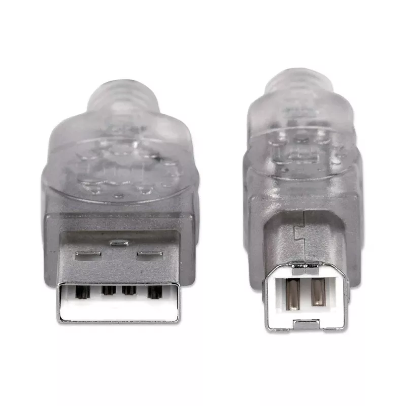 USB-A uz USB-B kabelis Manhattan 333405 1,8m vīrietis-vīrietis sudraba