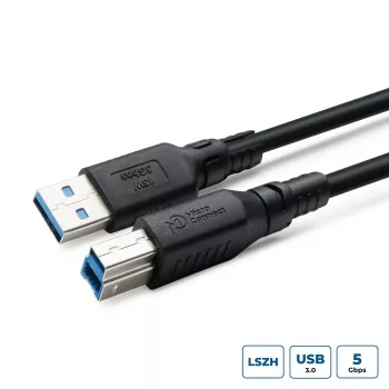USB A-B datu kabelis MicroConnect USB3.0AB2B-LSZH 2 m, USB 3.2 Gen 1 (Micro-B/B), ar zemu dūmu un halogēna saturu