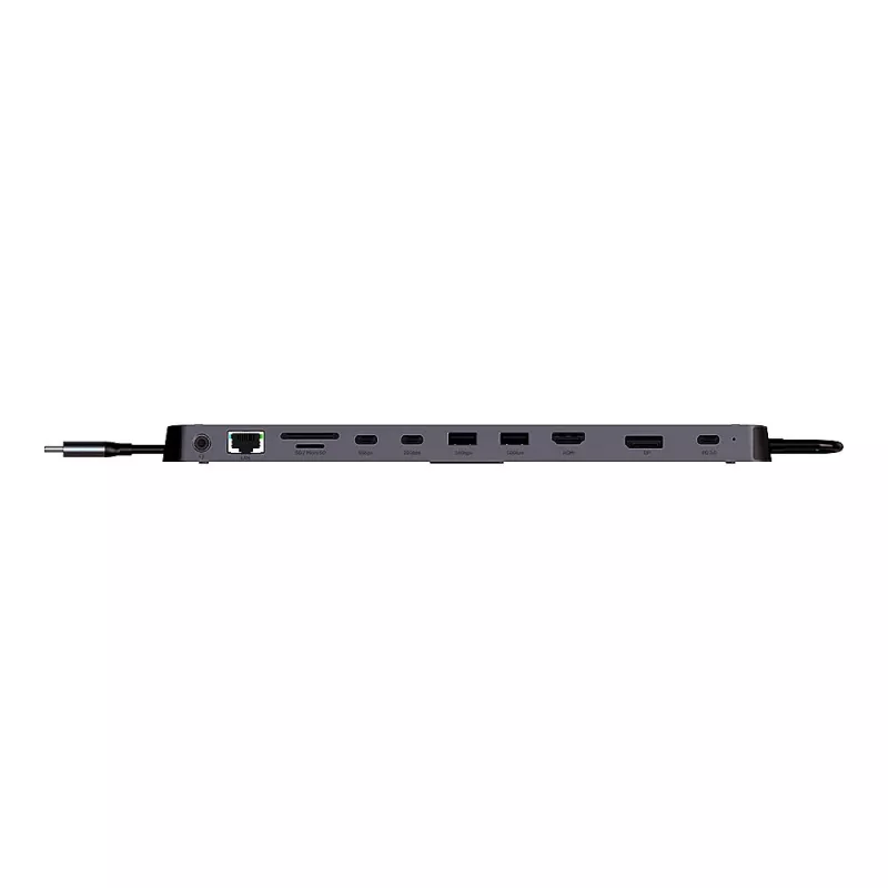 Lindy DST-Mini XT 810, USB-C Mini dokstacija klēpjdatoram ar vienu 8K vai diviem 4K 60Hz ekrāniem un 100W caurlaides uzlādi