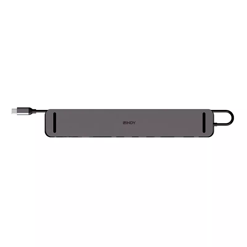 Lindy DST-Mini XT 810, USB-C Mini dokstacija klēpjdatoram ar vienu 8K vai diviem 4K 60Hz ekrāniem un 100W caurlaides uzlādi