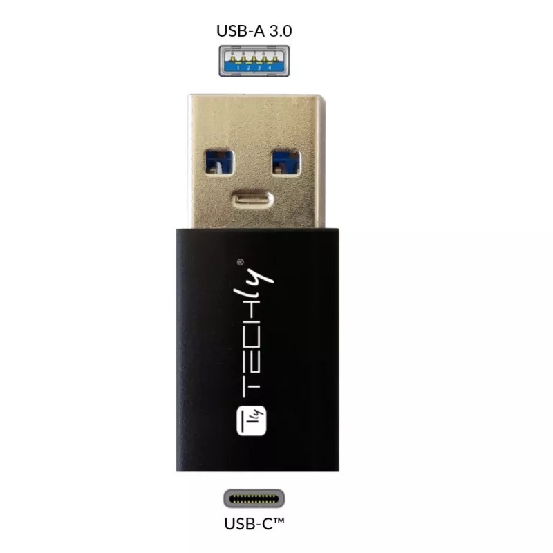 USB pārejas adapteris Techly IADAP USB3-AFT USB A uz USB C melns