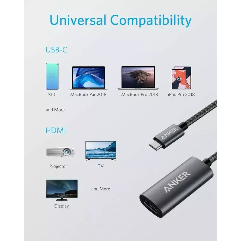 Anker A83120A1 PowerExpand+ video adapters no USB-C (tēviņš) uz HDMI (mātīte), melnā krāsā