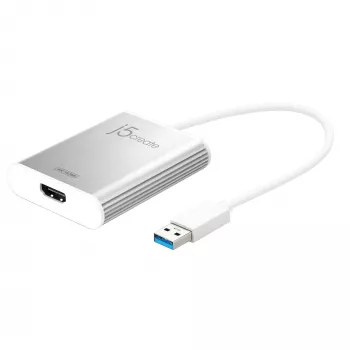 j5create JUA354 USB 3.0 uz 4K HDMI displeja adapteris sudraba krāsā