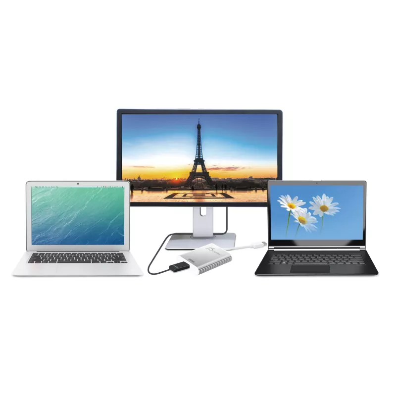 j5create JUA354 USB 3.0 uz 4K HDMI displeja adapteris sudraba krāsā