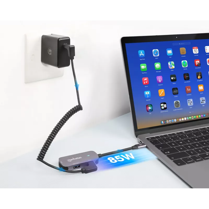 Manhattan USB-C Doks/Hubs HDMI USB-A USB-C 100W Power Delivery 4K 60Hz (190299)