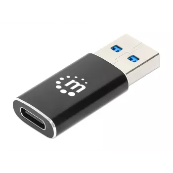 Manhattan USB-C uz USB-A adapteris, sievišķais uz vīrišķo, 10 Gbps (USB 3.2 Gen2), melns, mūža garantija