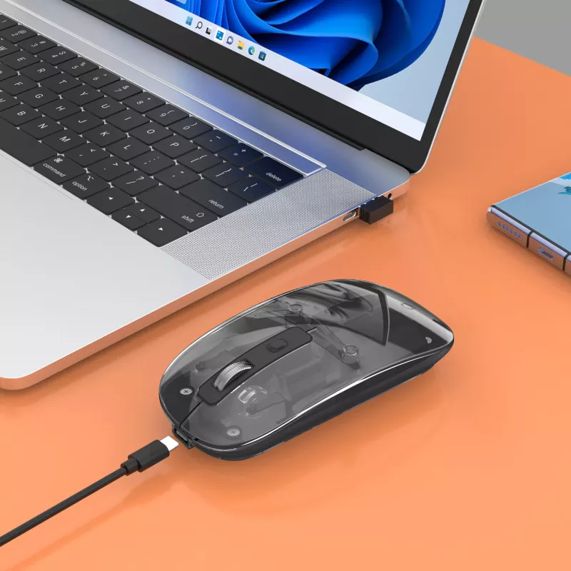 Bezvadu pele Manhattan Transparent Rechargeable USB